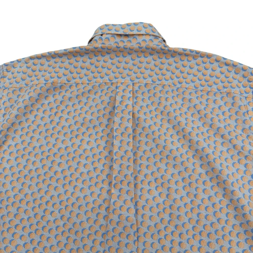 Peter Millar Mens XL Orange Blue Umbrella Print Short Sleeve Untucked Shirt Golf